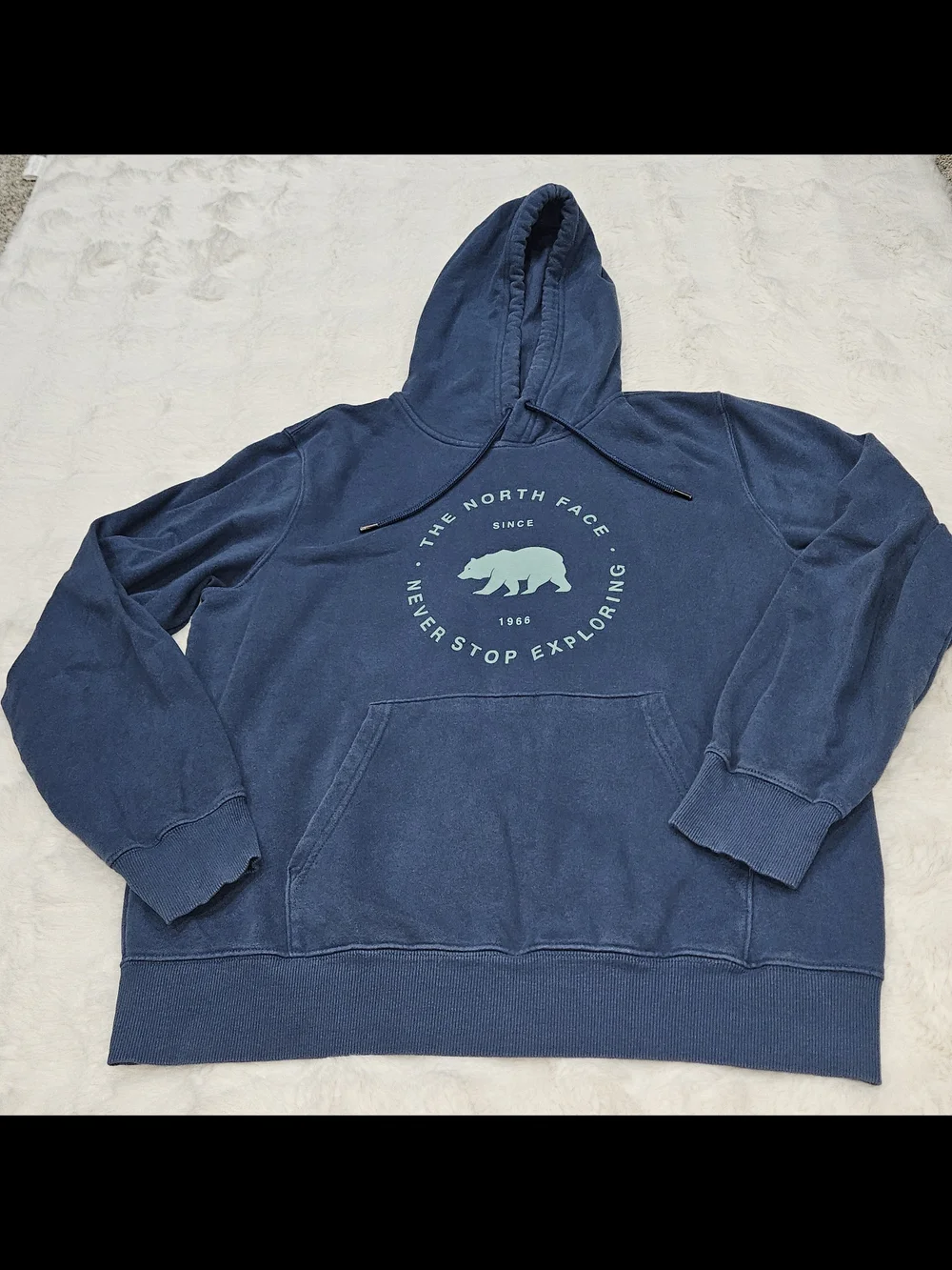 The North Face Men’s Blue Crewneck Hoodie with Bear Logo